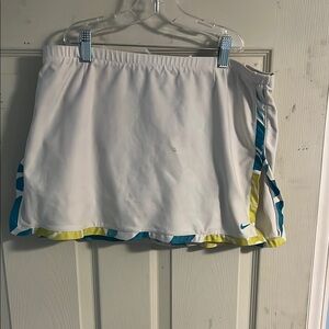Nike White Tennis Skirt with Blue and Yellow Accents